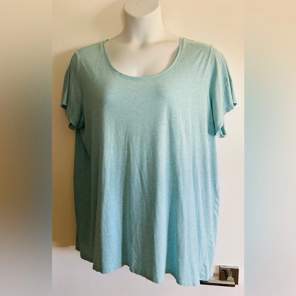 J Jill Elliptical Tee 2X Cotton Blue Green. - Picture 1 of 4